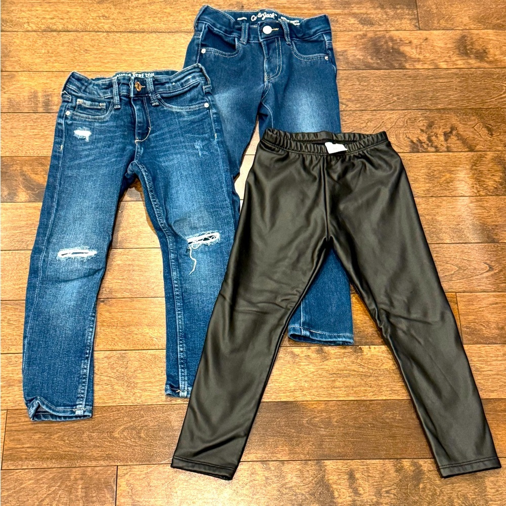 ✨ Girl skinny jeans & leather leggings size 4-5T ✨